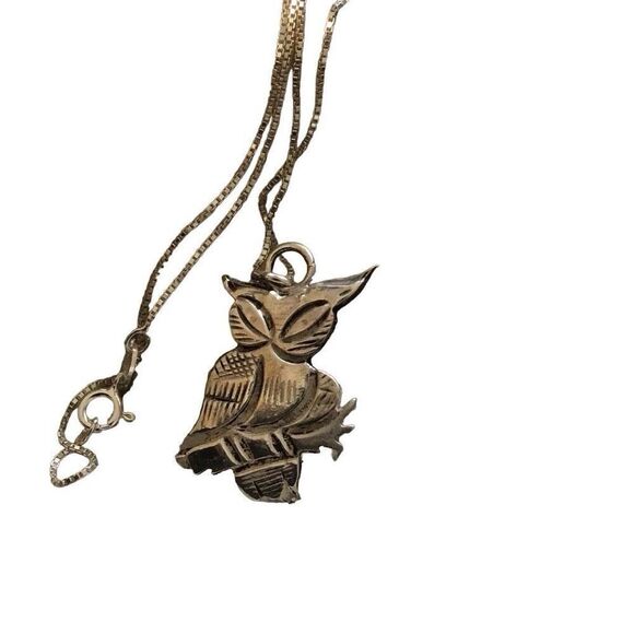 Necklace, Sterling Silver Owl Pendant, NEW, Handmade, Artisan, 18", Unique - Picture 3 of 6